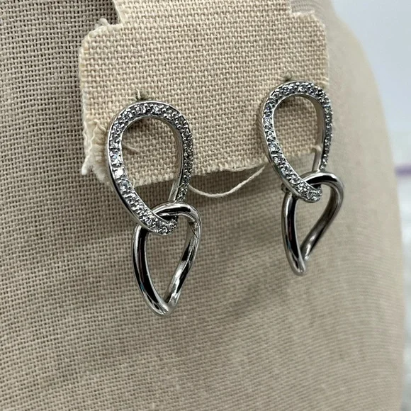 Vintage Sterling Silver Dangle Earrings with Brilliant Sparkle - Picture 13 of 15